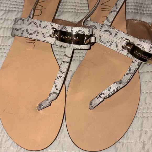 Calvin Klein Gray and Tan Sandals - Picture 2 of 3
